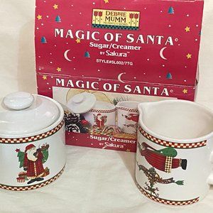 Debbie Mum Magic of Santa Creamer and Sugar with Lid by Sakura